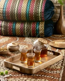 سینی مستطیل بزرگ چوبی دسته دار اماهوم (چوب گردو) Atlas/L