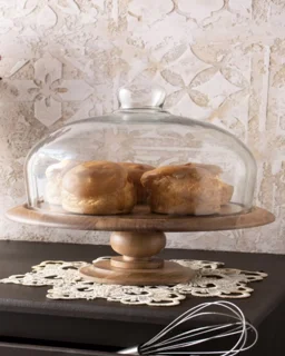 کیک خوری چوبی پایه دار گرد اماهوم (چوب گردو) Cake Stand/33
