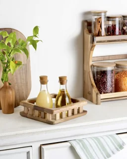 سبد چوبی مخصوص سبزی مربع اماهوم (چوب گردو) Greens Square