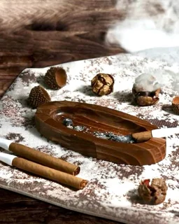 زیر سیگاری چوبی مدل بیضی اماهوم (چوب گردو) Ashtray-Ovel