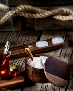 قندان چوبی مدل گرد اماهوم (چوب گردو) Sugar-Pot