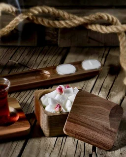 قندان چوبی مدل مربع اماهوم (چوب گردو) Sugar-Pot