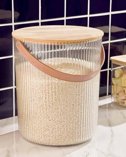 سطل برنج اکروکیک شیاردار درب چوبی 12 لیتر کد 2455