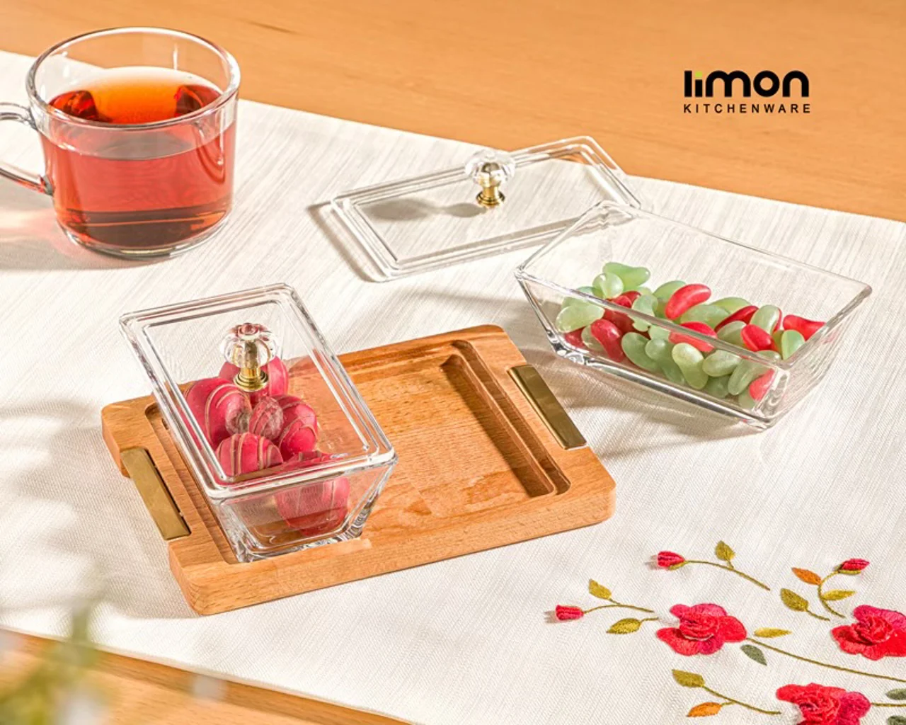 اردور خوری مستطیل دربدار پایه چوبی 2 عددی کد 2247