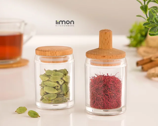 جای زعفران اکرولیک با درب چوبی کد 2280