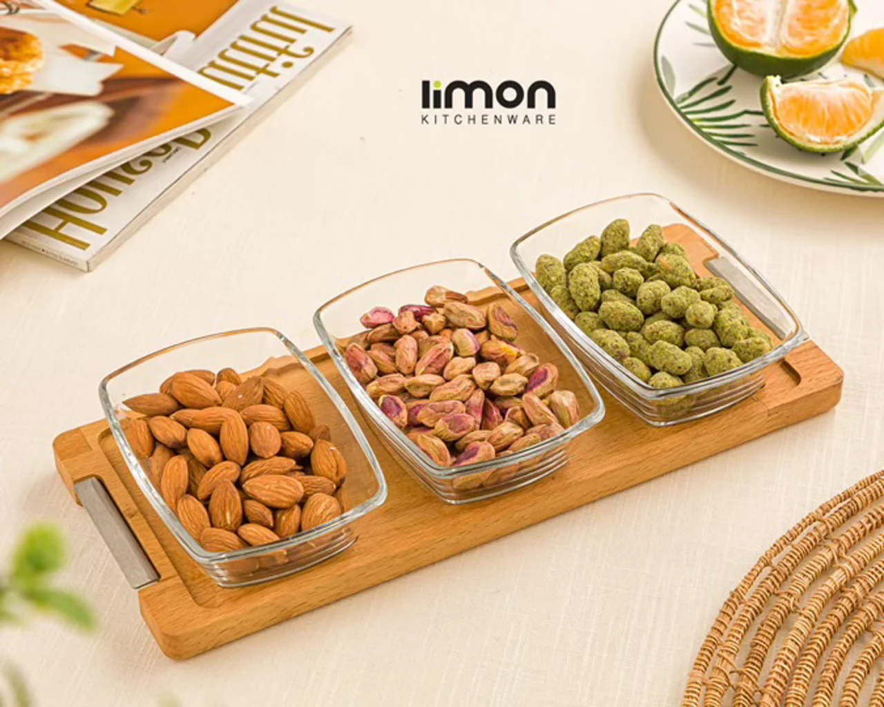 اردورخوری مستطیل پایه چوبی 3عددی کوچک کد 2245