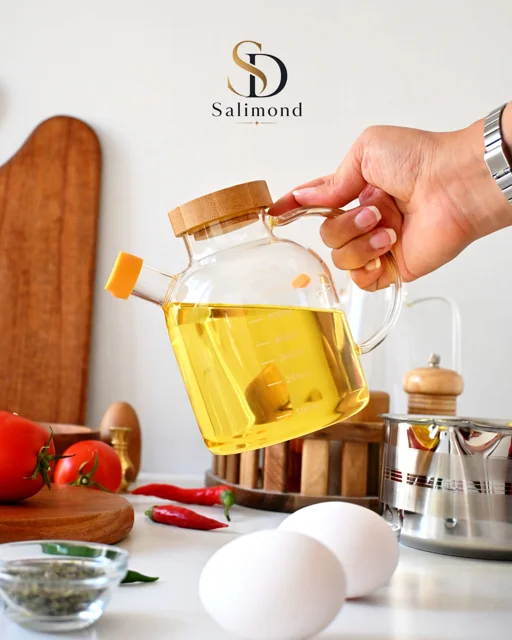 بطری روغن پیرکس درب بامبو Blo 650ml