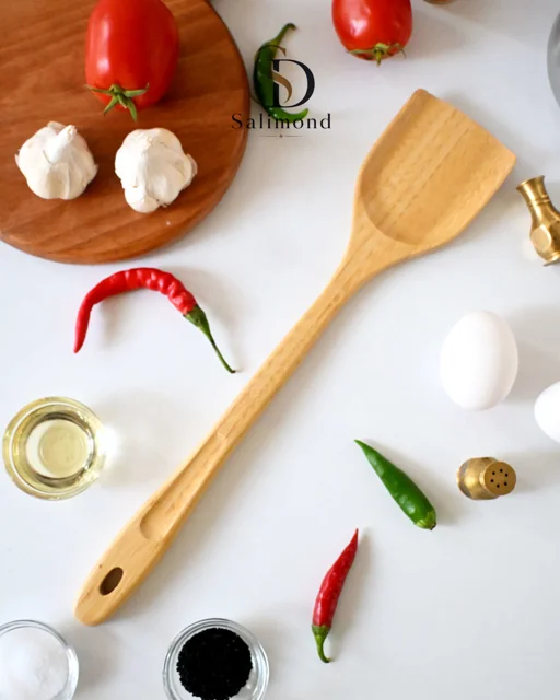 کفگیر آشپزی پهن دسته بلند چوب بامبو Nevro-39